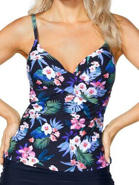 Island Escape Gemini Twist-Front Underwire Tankini Swim Top